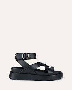 Back In Stock 1: MACK FLAT SANDALS BLACK LEATHER