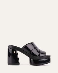 Faye High Heel Platform Sandals Black Patent