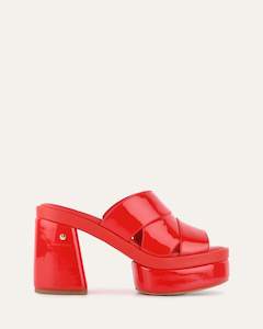 Faye High Heel Platform Sandals Red Patent