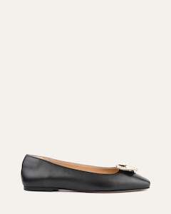 SONNY DRESS FLATS BLACK LEATHER