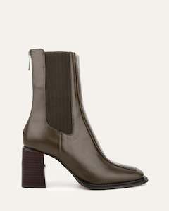 DEVINA MID ANKLE BOOT DARK OLIVE LEATHER