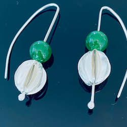 Nature pod and pounamu drop earrings