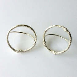 Exhibition Pieces: Turangawaewae silver twig circle earrings - exhibition