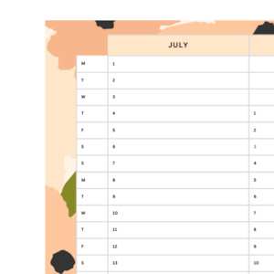 Jul-Dec 2024 Wall Planner | Just Peachy