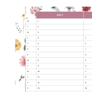 Jul-Dec 2024 Wall Planner | Vibrant Meadow