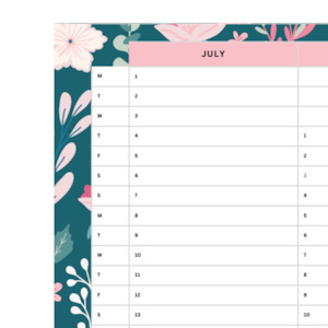 Jul-Dec 2024 Wall Planner | Mystic Meadow