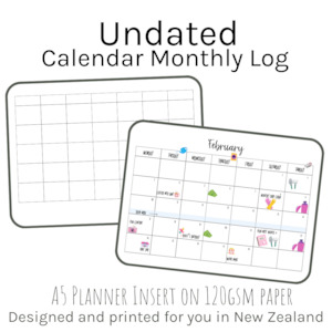 Loose Leaf A5 Planner Inserts 120gsm | Undated Monthly Log