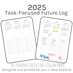 Loose Leaf A5 Planner Inserts 120gsm | 2025 Task-Focused Future Log