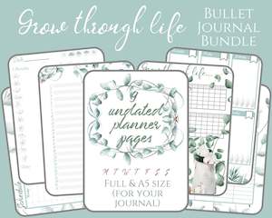 Grow Through Life Bullet Journal Printable Templates - Undated US Letter, A4 and…