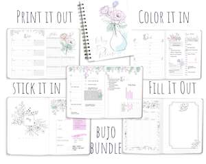 Bullet Journal Printable | Undated Calendar PDF Planner Bundle - May You Bloom C…