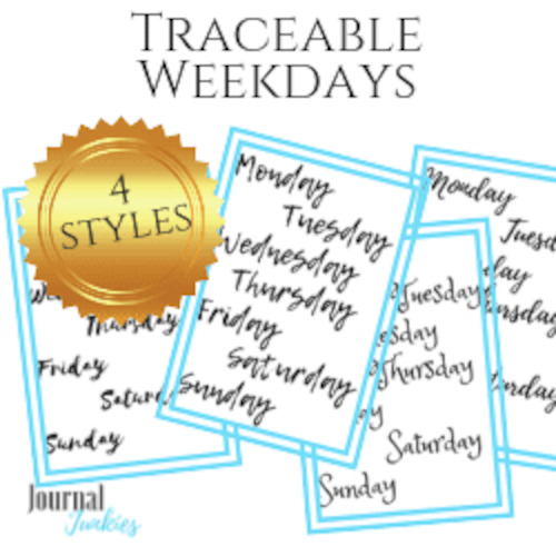 Traceable Weekday Lettering | PDF, PNG Download & Printable