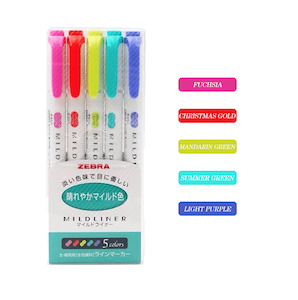 Internet only: Zebra Mildliners Bright and Bold Pens | Teal Pack