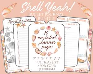 Shell Yeah! Bullet Journal Printable PDF Template for Summer at the Beach  - A5 …