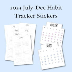 CLEARANCE STOCK: 2023 Planner Stickers Pack |  July-Dec Monthly Habit Trackers