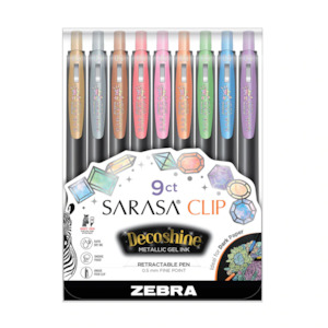 Zebra Sarasa Push Clip Gel Pen | 10 Decoshine Jewel Colour Set