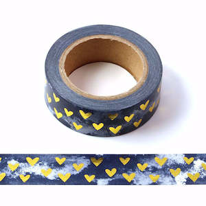 Gold Foil Hearts | Medium Washi Tape