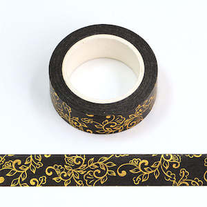 Black Foil Vines | Medium Washi Tape