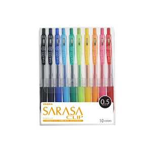 Zebra Sarasa Push Clip Gel Pen | 10 Color Set