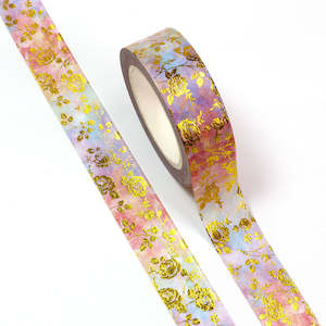 Watercolour Foil Rose | Medium Washi Tape