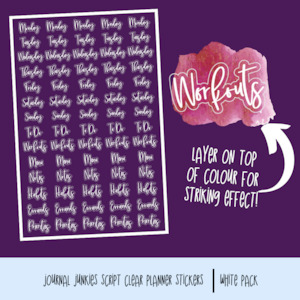 Basic Planner Stickers Pack | Journal Junkies Script White