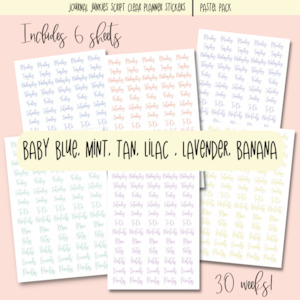 Basic Planner Stickers Pack | Journal Junkies Script Pastel