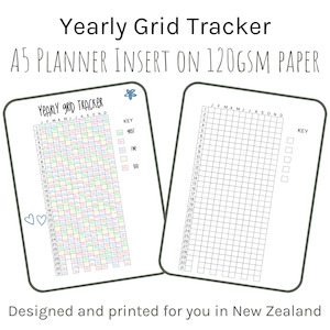 Loose Leaf A5 Planner Inserts 120gsm | Yearly Grid Tracker