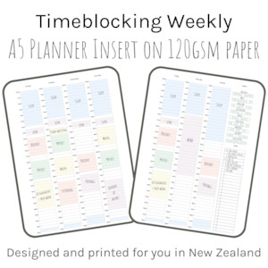 Loose Leaf A5 Planner Inserts 120gsm | Timeblocking Weekly