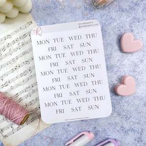 Rose K Paper Co Planner Stickers | Serif Short Days Of The Week