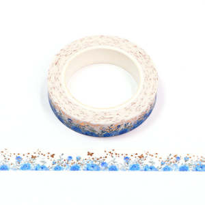 Foil Blue Rose | Thin Washi Tape