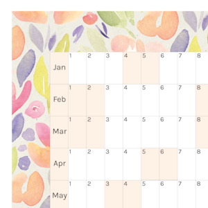 Horizontal 2025 Paper Wall Planner | Sorbet Garden