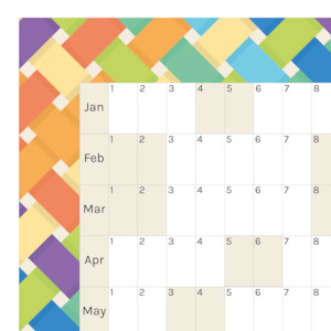 Horizontal 2025 Paper Wall Planner | Rainbow Weave