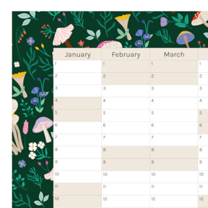 Vertical 2025 Paper Wall Planner | Mushroom Meadow