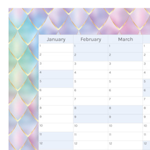 Vertical 2025 Paper Wall Planner | Mermaid Tail