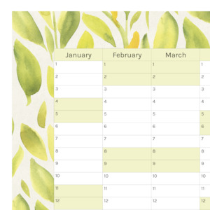 Vertical 2025 Paper Wall Planner | Lemon Leaf