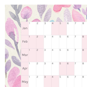 Horizontal 2025 Paper Wall Planner | Lavender Bloom