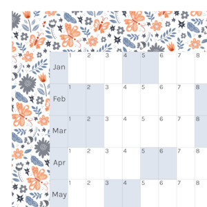 Horizontal 2025 Paper Wall Planner | Floral Flutter