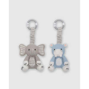 Stroller Toys - Elephant & Hippo - 2 Pack