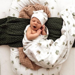 Organic Muslin Wrap - Snuggle Hunny - Green Palm