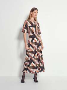 Tilda Dress (Geo Maze Silk CDC) Painterly