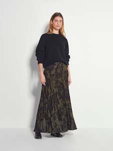 Evelyn Pleat Skirt (Midnight Flora) Moss