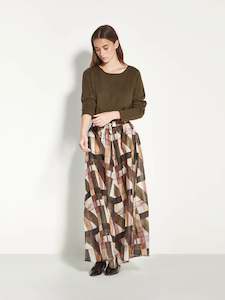 Kay Skirt (Geo Maze Silk Linen) Painterly