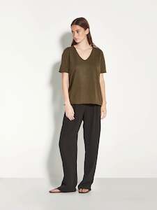 JHL V-Neck T (Fine Cotton Cashmere) Nori