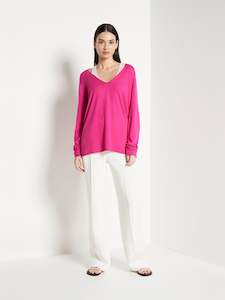 Clothing wholesaling: JHL V-Neck L/S T (Fine Cotton Cashmere) Hot Pink