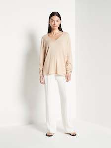 JHL V-Neck L/S T (Fine Cotton Cashmere) Sand