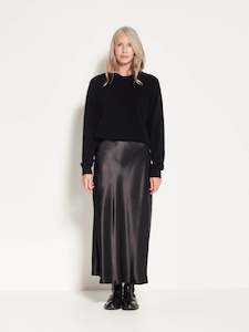 Clothing wholesaling: Em Skirt (Polished Satin) Black Shine