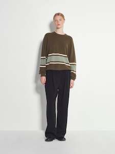 Stripe Crew Sweater (Cashmere) Ivy