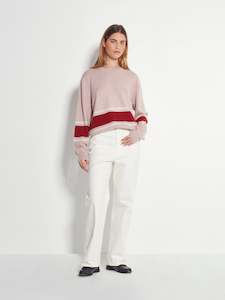 Stripe Crew Sweater (Cashmere) Macaroon