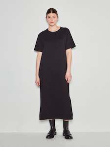 JHL Long Box T Dress (Cotton Cashmere) Black