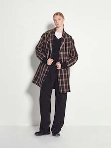 Barb Coat (Blanket Wool Check) Charcoal Check