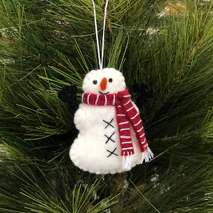 Pashom Felt Christmas Hanging Decoration (Snowman with Red Striped Scarf)